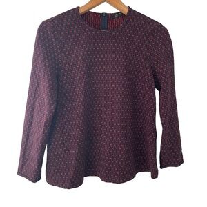 Zara Woman Navy and Red Geometric Oversized Top Size Small